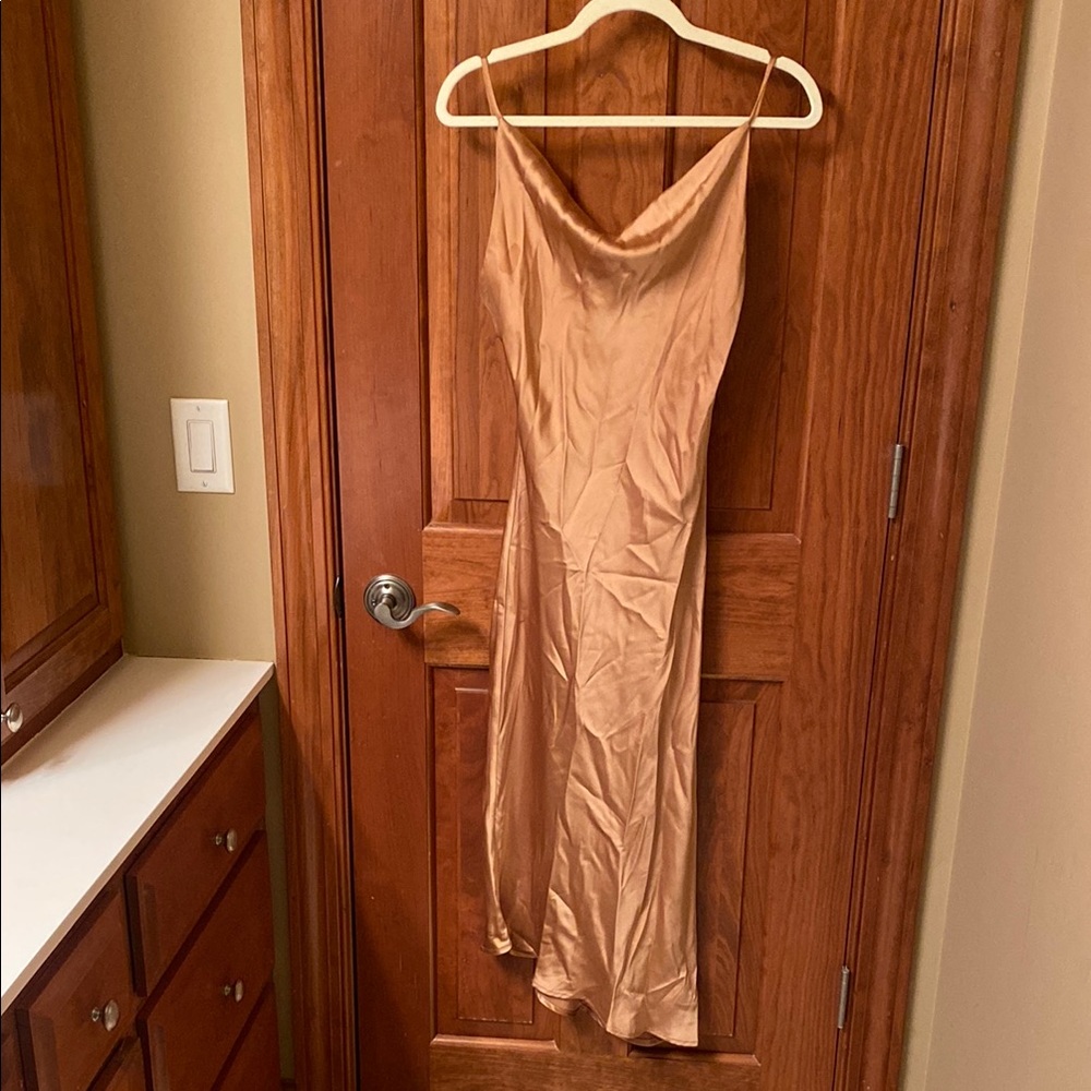 Petal & Pup Orange Ribbed Cowl Neck Slip Dress